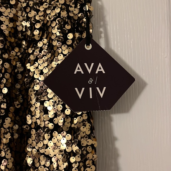 🔥🔥🔥 gold Ava & Viv gold sequin skirt - Picture 2 of 5